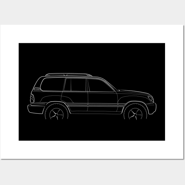 1998 Toyota Land Cruiser J100 - profile stencil, white Wall Art by mal_photography